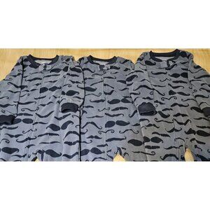 Carter's Boy's Fleece Footed Pajamas Pjs Size 4T Lot Of 3 Blue Mustaches